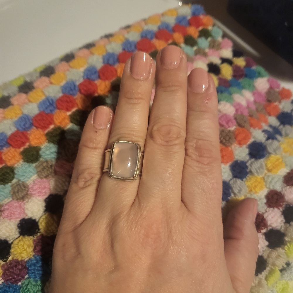 Rose Quartz Silver Ring - Picture 9 of 9